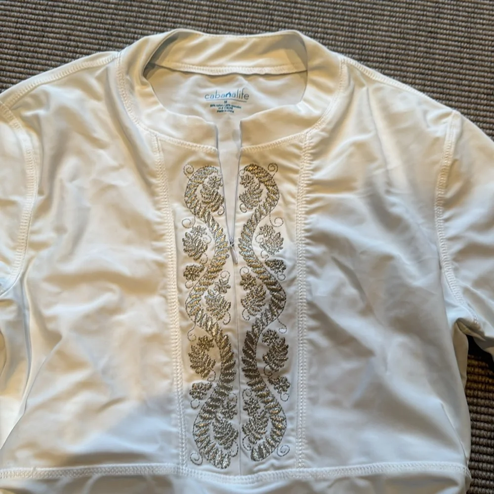 cabanalife Embroidered Convertible Ruched Rashguard. Size medium. Never worn. - Picture 2 of 8